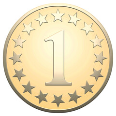 Golden star medal with on white background	
