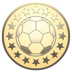 Gold star medal with ball on a white background	