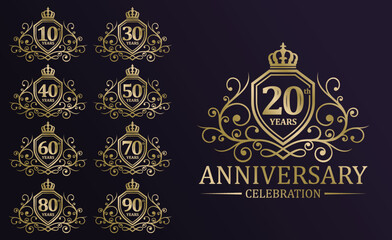 Luxury Anniversary Logo Design Vector Template