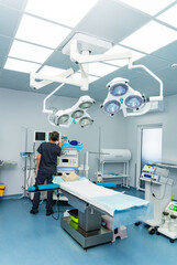 Modern surgery room in hospital. Professional medical operative room.