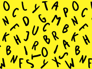 template with the image of keyboard symbols. set of letters. Surface template. purple yellow background. Horizontal image.