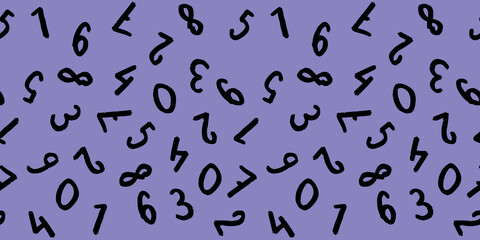 template with the image of keyboard symbols. a set of numbers. Surface template. pastel blue fiolet purple background. Banner for insertion into site.