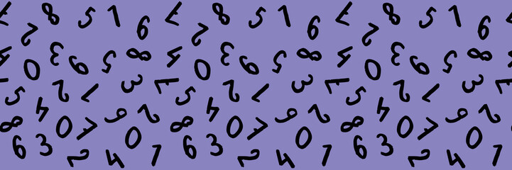 template with the image of keyboard symbols. a set of numbers. Surface template. pastel blue fiolet purple background. Banner for insertion into site.