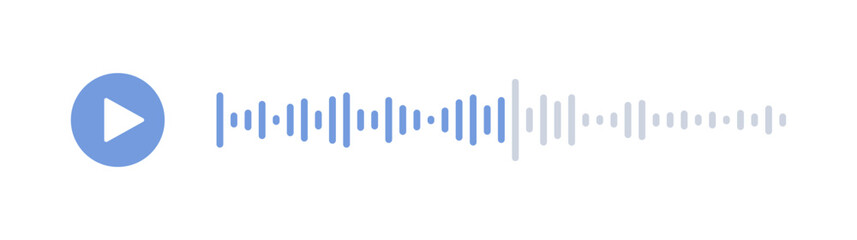 Mobile messenger app chat soundwave line. Audio speech soundbar. Sound wave of voice. Record music player interface. Equalizer icon with spectrum noise. Vector illustration.