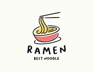 Japanese food ramen noodles graphic logo design 