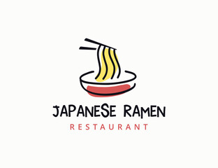 Japanese food ramen noodles graphic logo design 