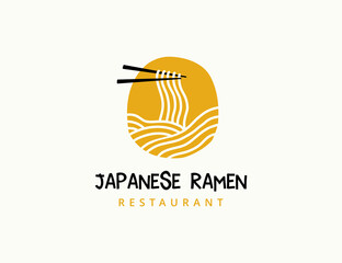 Japanese food ramen noodles graphic logo design 