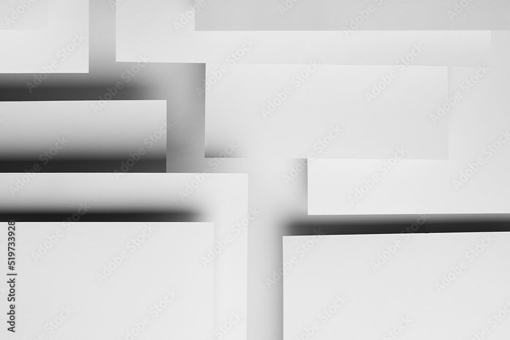 Poster white abstract geometric background with white paper sheets soar as pattern of abstract spaces with 