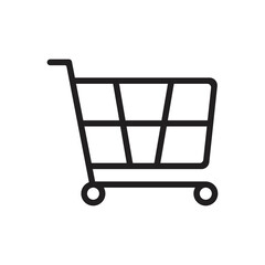 Naklejka na ściany i meble eps10 black vector shopping cart line icon isolated on white background. trolley outline symbol in a simple flat trendy modern style for your website design, logo, pictogram, and mobile application