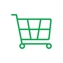 Fototapeta na wymiar eps10 green vector shopping cart line icon isolated on white background. trolley outline symbol in a simple flat trendy modern style for your website design, logo, pictogram, and mobile application