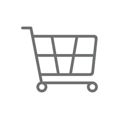 Naklejka na ściany i meble eps10 grey vector shopping cart line icon isolated on white background. trolley outline symbol in a simple flat trendy modern style for your website design, logo, pictogram, and mobile application