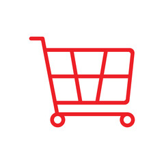 Fototapeta na wymiar eps10 red vector shopping cart line icon isolated on white background. trolley outline symbol in a simple flat trendy modern style for your website design, logo, pictogram, and mobile application