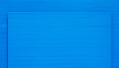 Blank blue wooden smart board exterior building wall in 2 different level decoration for outdoor advertising display presentation