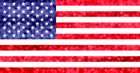 American flag transparent with bokeh effect
