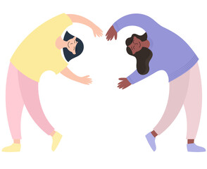 The girls embrace with the text 