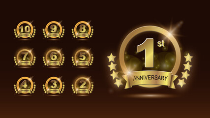 anniversary celebration logo set with elegant and luxurious design