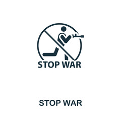 Stop War icon. Monochrome simple line War icon for templates, web design and infographics