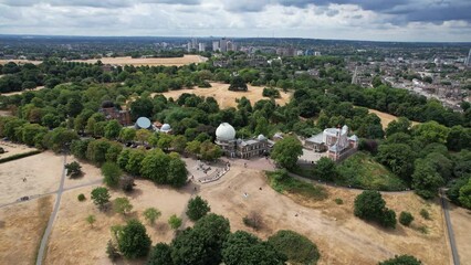 Royal Observatory Greenwich London UK summer  Aerial drone view , footage 4K