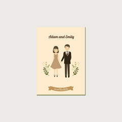 Cute Couple Portrait Illustration Save the Date Template