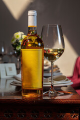 Wine bottle with glass
