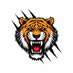 Roaring tiger logo design vector illustration