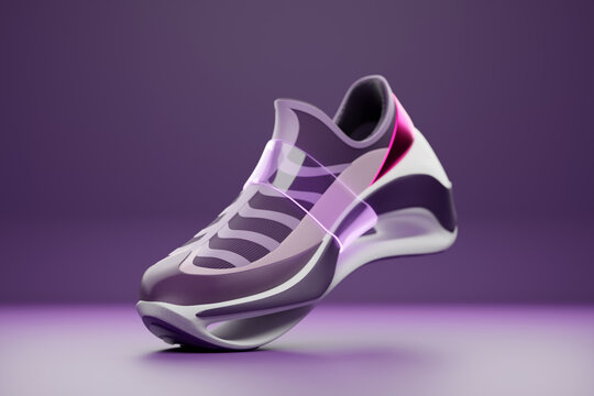 Purple  sneaker premium 3d Render  on a  monochrone  background