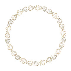 Vector round floral petals wreath. Elegant graphic frame.