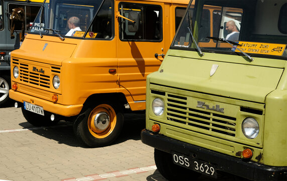 Old Polish Vans (Zuk) parked at oldtimer motorshow