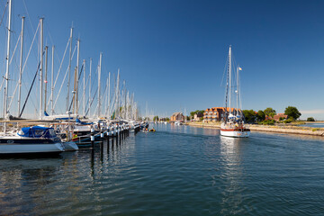 Port of Orth with sailingboats Fehmarn Island, Baltic Sea, Schleswig-Holstein, Germany, Europe