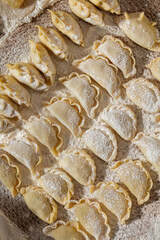 Assorted raw dumplings.