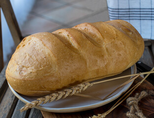 Oval white bread