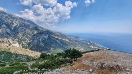 Mountain and sea view from Llogara mountain pass  in Albania
