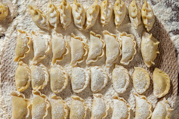 Assorted raw dumplings.