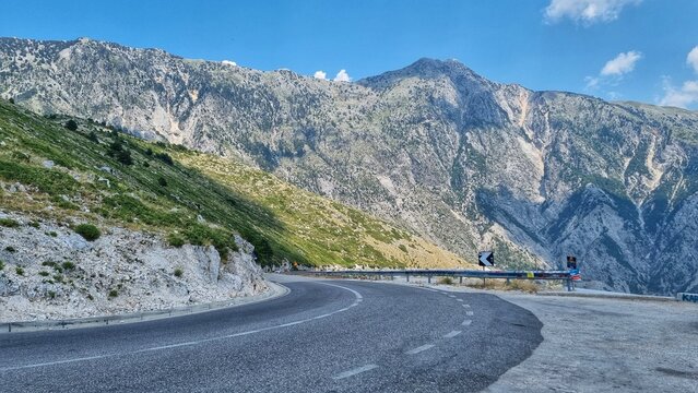Picturesque road in the mountains in Llogara pass in Albania