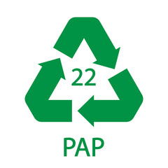 Paper recycling symbol PAP 22. Vector illustration.