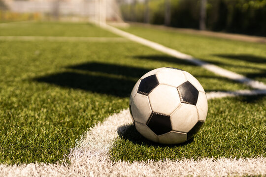 soccer on grass and stadium