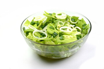 Mix salad. Vegetable salad bowl isolated on white background