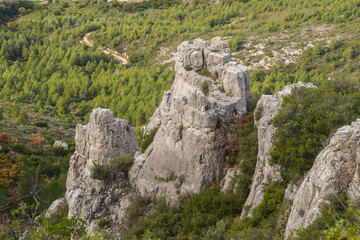 Rock formations in Calanques National Park next to Marseille, South of France