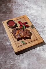 Fried pork steak with red sauce