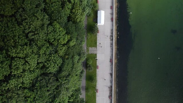 Feliks Nowowiejski Seaside Boulevard in Gdynia - aerial top down flyover