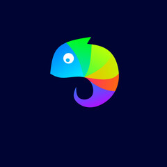 Illustration vector graphic design of template logo icon chameleon colorful gradient
