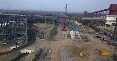 Ongoing Port Infrastructure Project In Harbor Area Of Paradip Port, Odisha, India. Aerial Forward