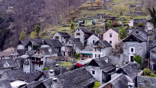 Aerial View  Ancient Corippo Rustico Village Hotel  in Ticino
