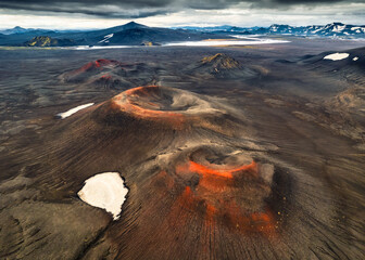 Spectacular red volcano crater in central of highlands at Iceland © Mumemories