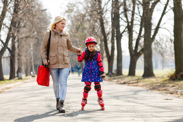 Young happy skater trying exciting outdoor activity.