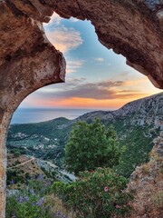 view of the sea from the castle in Himare in Albania