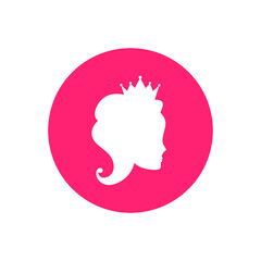 Beautiful princess with crown. Women s elegant silhouette with beautifull hairstyle. Female face in profile.