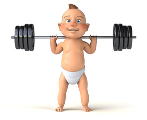 Fun 3D cartoon baby squatting