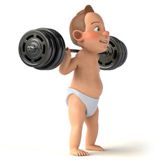 Fun 3D cartoon baby squatting