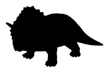 Dinosaur in black silhouette. Isolated on a white background with clipping path.